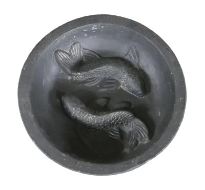Product image of the product “Waterbowl with 2 Fish, 40 cm Ø | cast stone, handcrafted & coloured 40 cm”